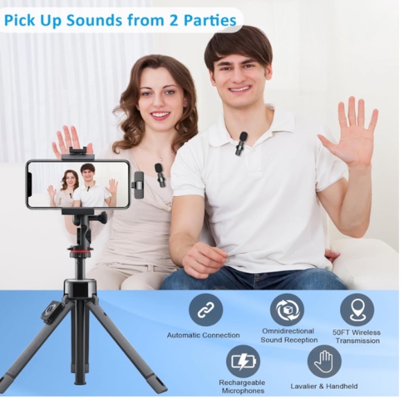 DUAL Hi-Def Wireless Microphones Plug and Play (USB-C) - Picture 3 of 3